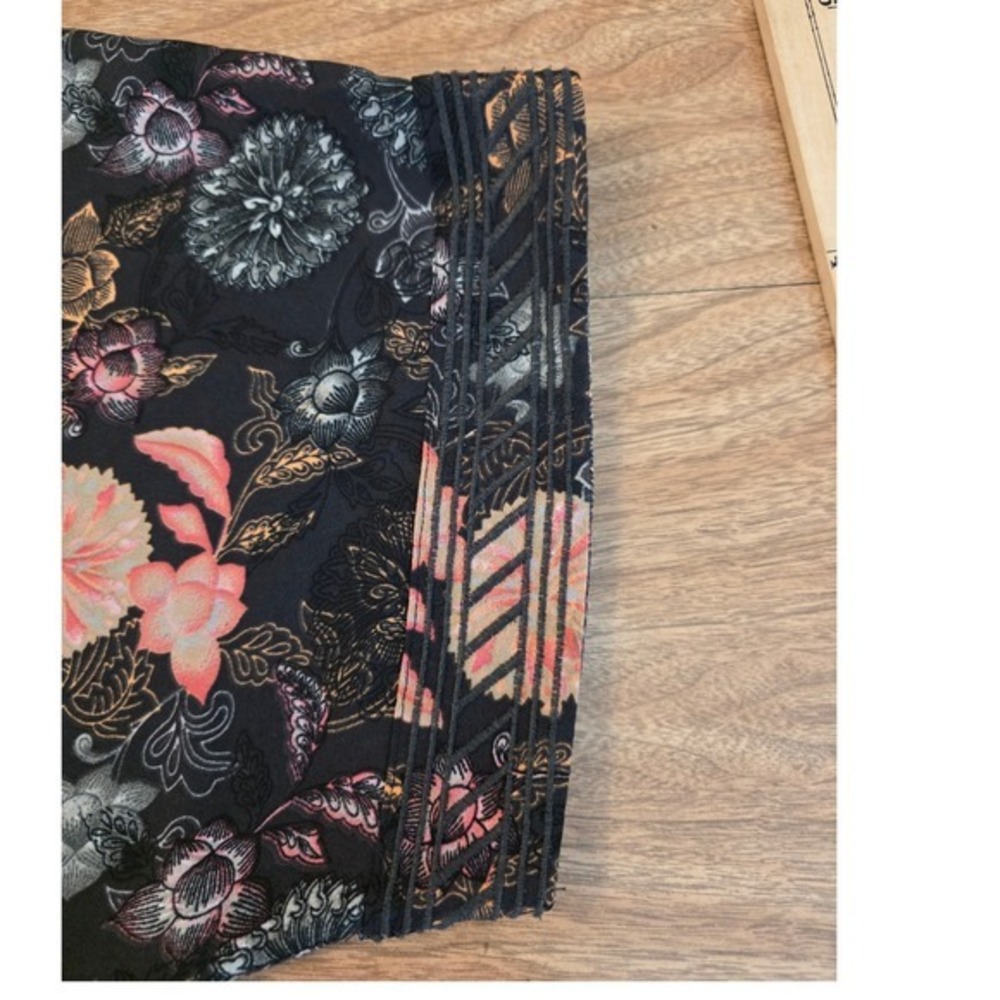 Next Floral Kimono Wrap Women 14 Black Pink Pintuck Open Front Cardigan - Picture 8 of 13
